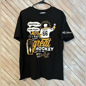 Mario Lemieux The Alumni Molson Canadien T Shirt Black & Yellow Hockey Retro